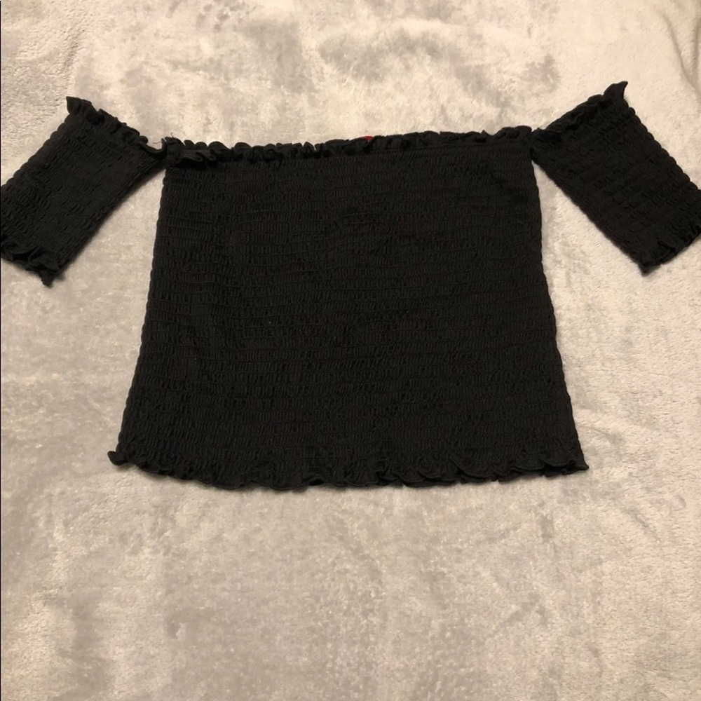 Black Off the Shoulder Crop Top
